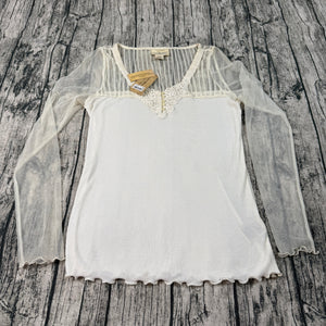 Denim & Supply Ralph Lauren Ivory Lace Mesh Long Sleeve Top XL NWT Romantic Boho