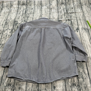 Key Hickory Stripe Logger Work Shirt Mens 2XL Blue White Button Up Cotton