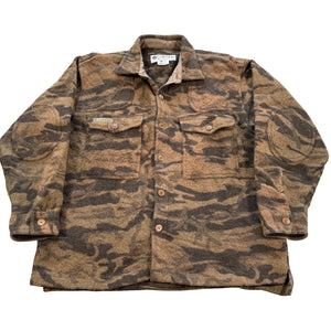 Columbia Gallatin Range Wool Blend Jacket Outfitter Brown Camo Hunting Shirt XL