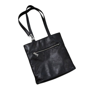Ralph Lauren Black Leather Tote Bag Women’s Shoulder Purse RL Logo Charm