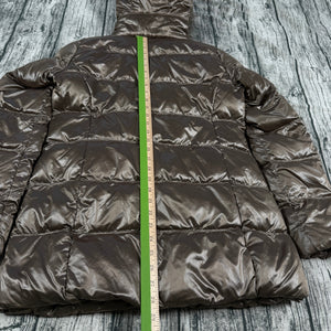 UNIQLO Brown Down Puffer Jacket Faux Fur Hood Women’s Size M Long Quilted Coat