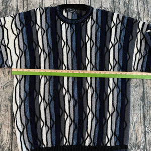 VTG Protege Sweater Mens L 3d Textured Coogi-Style Biggie Cosby Y2K 90s USA Made