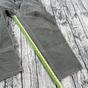 VTG Carhartt B01 MOS Moss Green Double Knee Pants Mens 42x32 USA Made Distressed