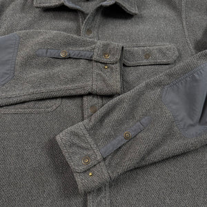 L.L. Bean Allagash Shirt Jacket Gray Fleece Snap Front Elbow Patches Men's M