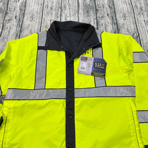 NWT 5.11 Tactical Long Reversible Rain Coat 48125 Black Hi-Vis Yellow Men's XL