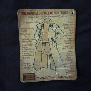 NWT Outback Trading Low Rider Oilskin Duster Full-Length Coat Brown L Waterproof