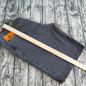 Vtg Y2K COOGI Colorful Neon Black Tetris Streetwear Denim Jean Shorts USA Made