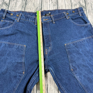 Prison Blues USA Made Carpenter Jeans Men’s 52x30 Heavy Denim Suspender Buttons