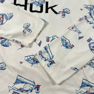 Huk Performance Fishing Long Sleeve Shirt XL White All Around Print
