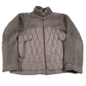 VTG Patagonia Hybrid Fleece Quilted Jacket W777S Full Zip Brown USA Made Women's S