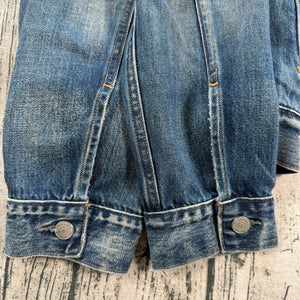 Polo Ralph Lauren Distressed Denim Trucker Jacket American Flag Patch Men's M