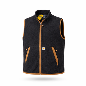 NWT Carhartt 104995 Men's Relaxed Fit Fleece Full Zip Vest Black 2XL Regular