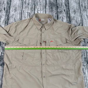 Simms Guide Series Fishing Shirt Tan Vented Long Sleeve Two Pocket Mens 2XL