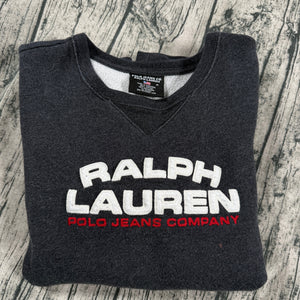 VTG Ralph Lauren Polo Jeans Sweatshirt Spell Out Embroidered RL Flag Men's M