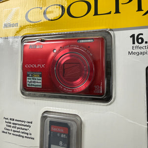 Nikon Coolpix S6300 Red 10x Wide Full HD 16.0 Megapixels Camera New Sealed