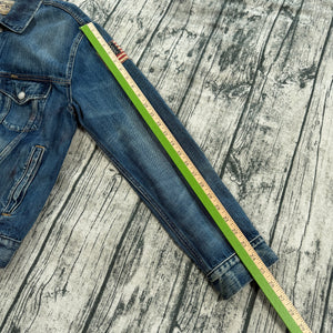 Polo Ralph Lauren Distressed Denim Trucker Jacket American Flag Patch Men's M