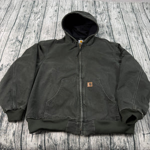 VTG Carhartt J25 MOS Sandstone Duck Active Jacket Hooded Workwear Men's 2XL Regular