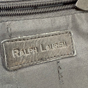 Ralph Lauren Black Leather Tote Bag Women’s Shoulder Purse RL Logo Charm