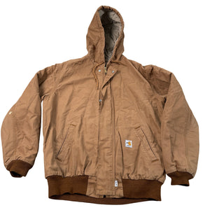 Carhartt FR WFRJ130 BRN Flame Resistant Hooded Duck Jacket Quilted Brown Size L