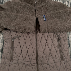 VTG Patagonia Hybrid Fleece Quilted Jacket W777S Full Zip Brown USA Made Women's S