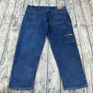 Prison Blues USA Made Carpenter Jeans Men’s 44x32 Heavy Denim Suspender Buttons