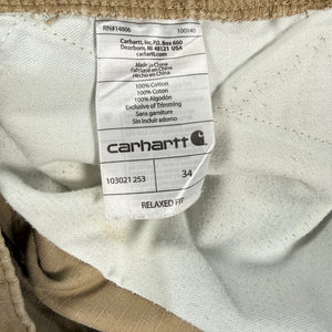 Carhartt 103021-253 Men’s Force Tappen Work Shorts Size 34 Dark Khaki Workwear