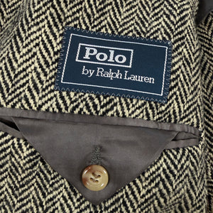 VTG Polo Ralph Lauren Tweed Jacket Wool Herringbone Sport Blazer Italy Made 42L