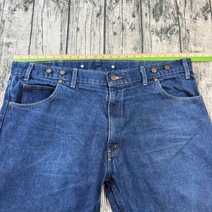 Prison Blues USA Made Carpenter Jeans Men’s 44x32 Heavy Denim Suspender Buttons