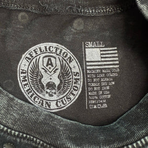 Affliction American Customs 1973 Studded L/S Top Women's L Gray Burnout Black