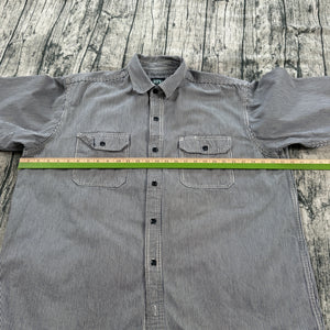 Key Hickory Stripe Logger Work Shirt Mens 2XL Blue White Button Up Cotton