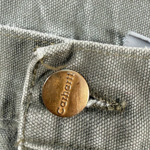 VTG Carhartt B01 MOS Moss Green Double Knee Pants Mens 42x32 USA Made Distressed