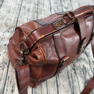 Fossil Lineage Framed Doctor/Lawyer Gladstone Bag – Cognac Brown Genuine Leather