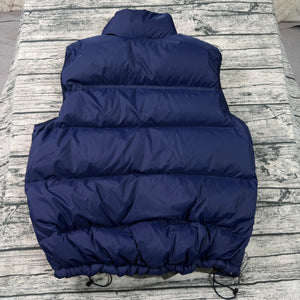 L.L. Bean Down Puffer Vest Goose Down Navy Blue Men's L Zip Snap Front