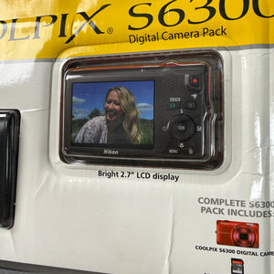 Nikon Coolpix S6300 Red 10x Wide Full HD 16.0 Megapixels Camera New Sealed