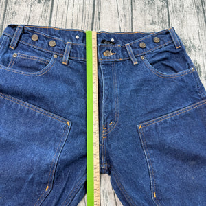 Prison Blues USA Double Knee Jeans Carpenter Suspender Buttons 40x32